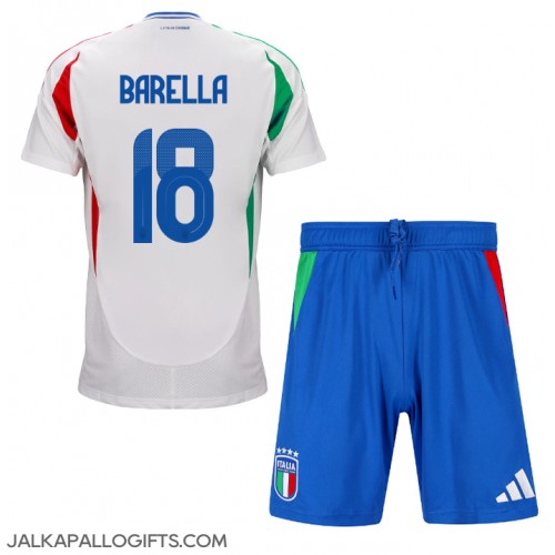 Italia Nicolo Barella #18 Vieras Peliasu Lasten EM-Kisat 2024 Lyhythihainen (+ Lyhyet housut)